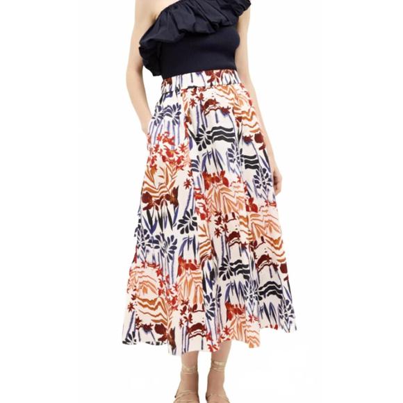 NEW MARIE OLIVER sasha midi skirt in leopard liar